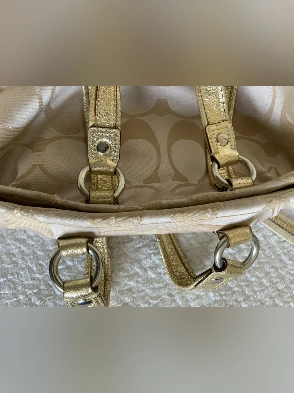 Coach gold poppy sateen shoulder bag